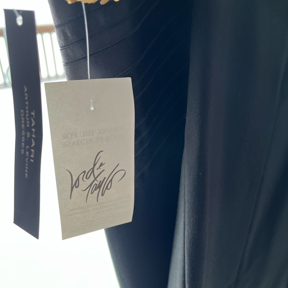 Tahari Woman Black and Gold Sequin Short Sleeve Dress - Picture 9 of 10